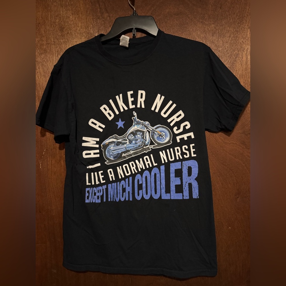 Biker Nurse Graphic T-Shirt - Black